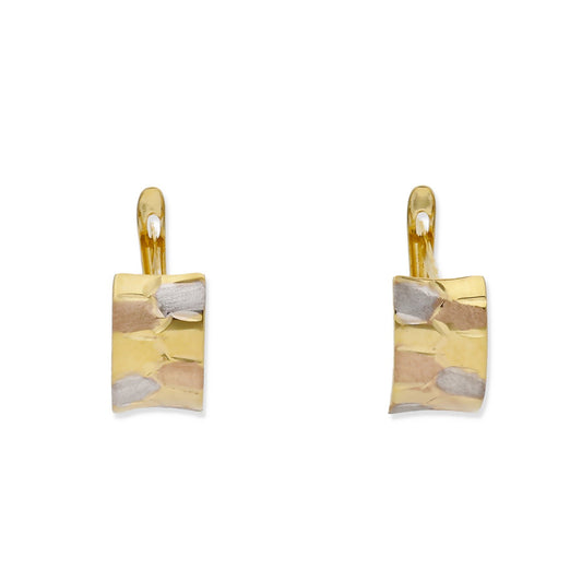 Pendientes Medio Aro en Oro de Ley 18K Tricolor