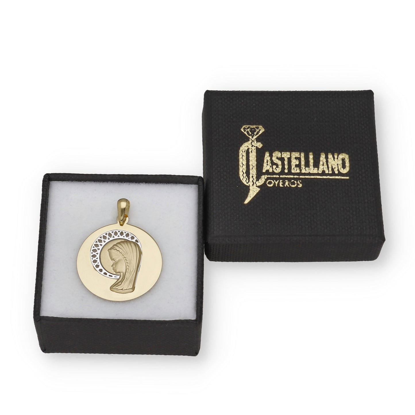 Medalla Virgen Niña en Oro 18K Bicolor