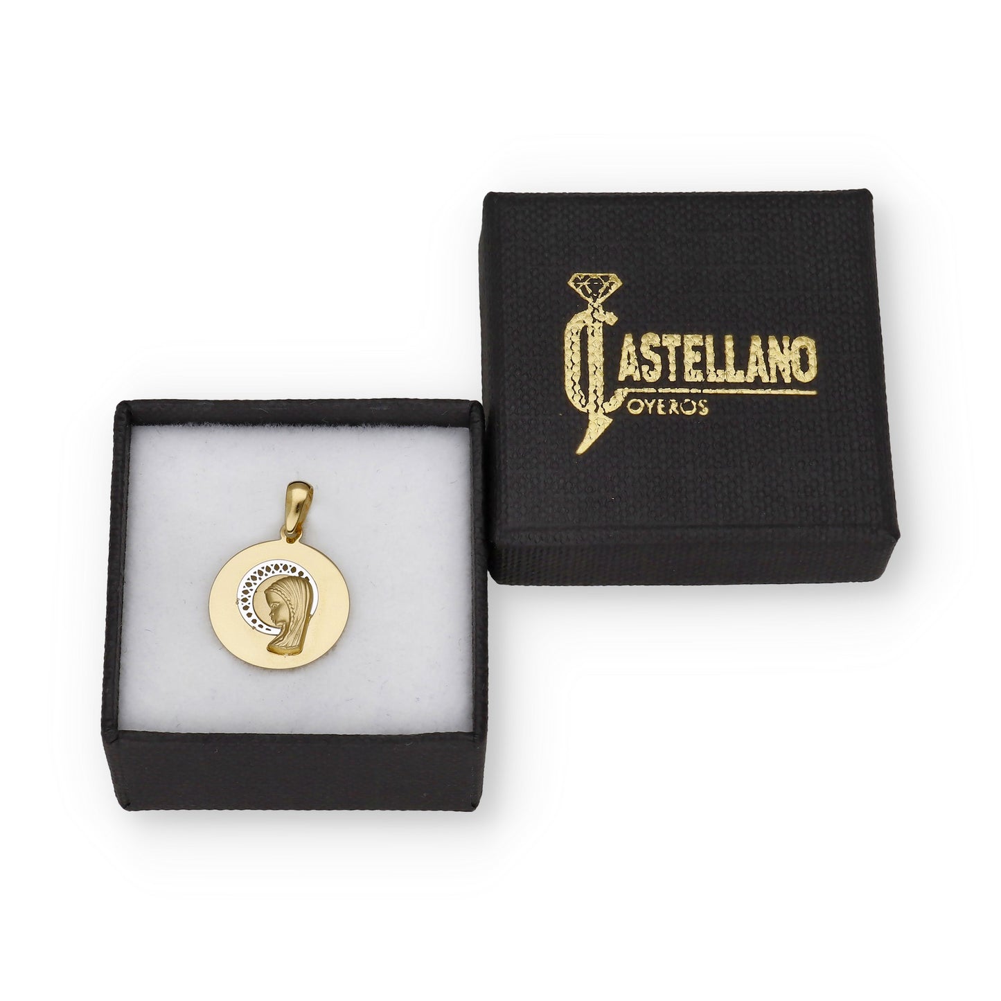 Medalla Virgen Niña en Oro 18K Bicolor Pequeña