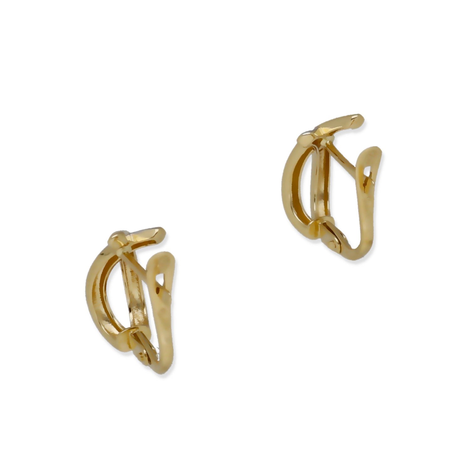 Pendientes Medio Aro en Oro de Ley 18K Bicolor Entrelazado con Diamante