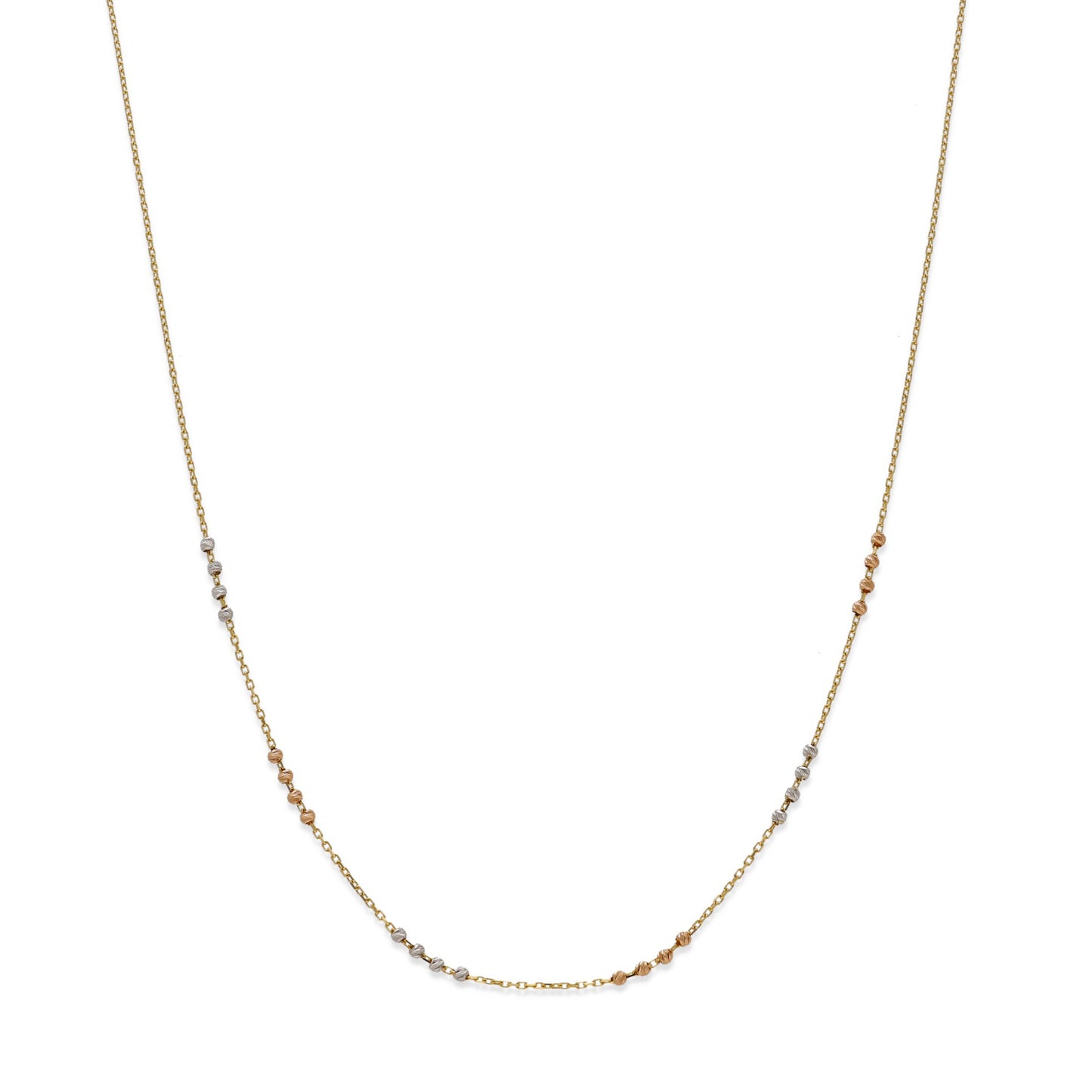 Gargantilla en Oro de Ley 18K con Bolitas Bicolor