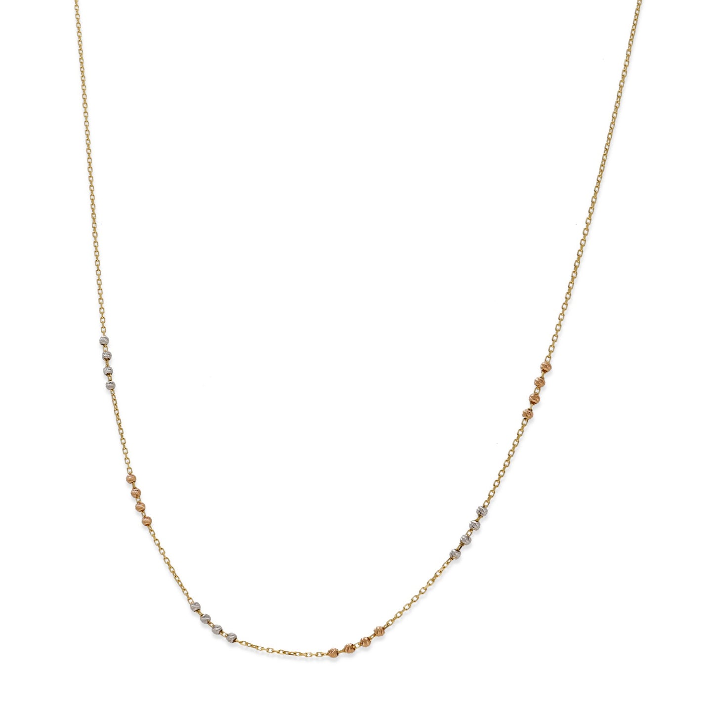 Gargantilla en Oro de Ley 18K con Bolitas Bicolor