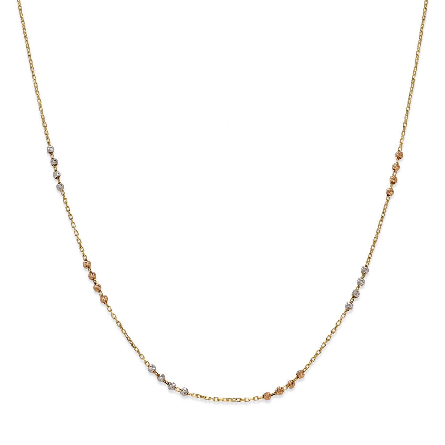 Gargantilla en Oro de Ley 18K con Bolitas Bicolor