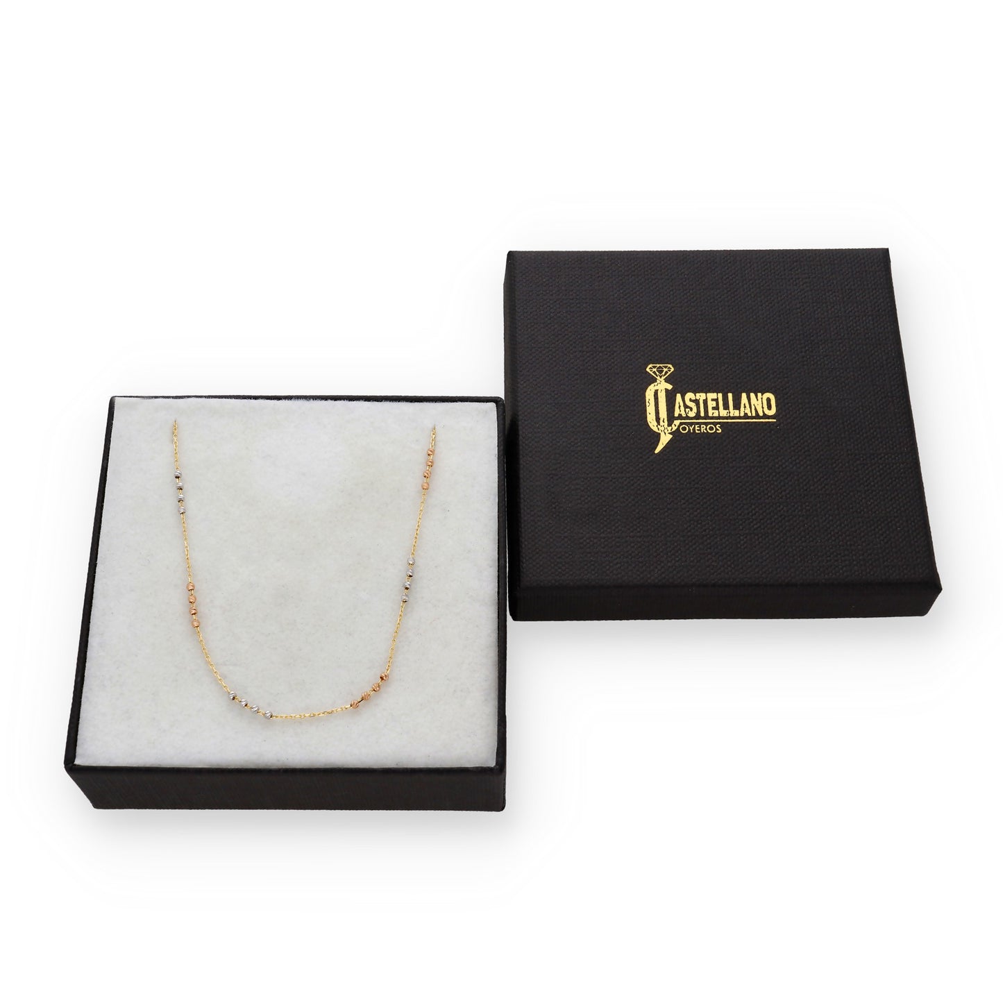 Gargantilla en Oro de Ley 18K con Bolitas Bicolor