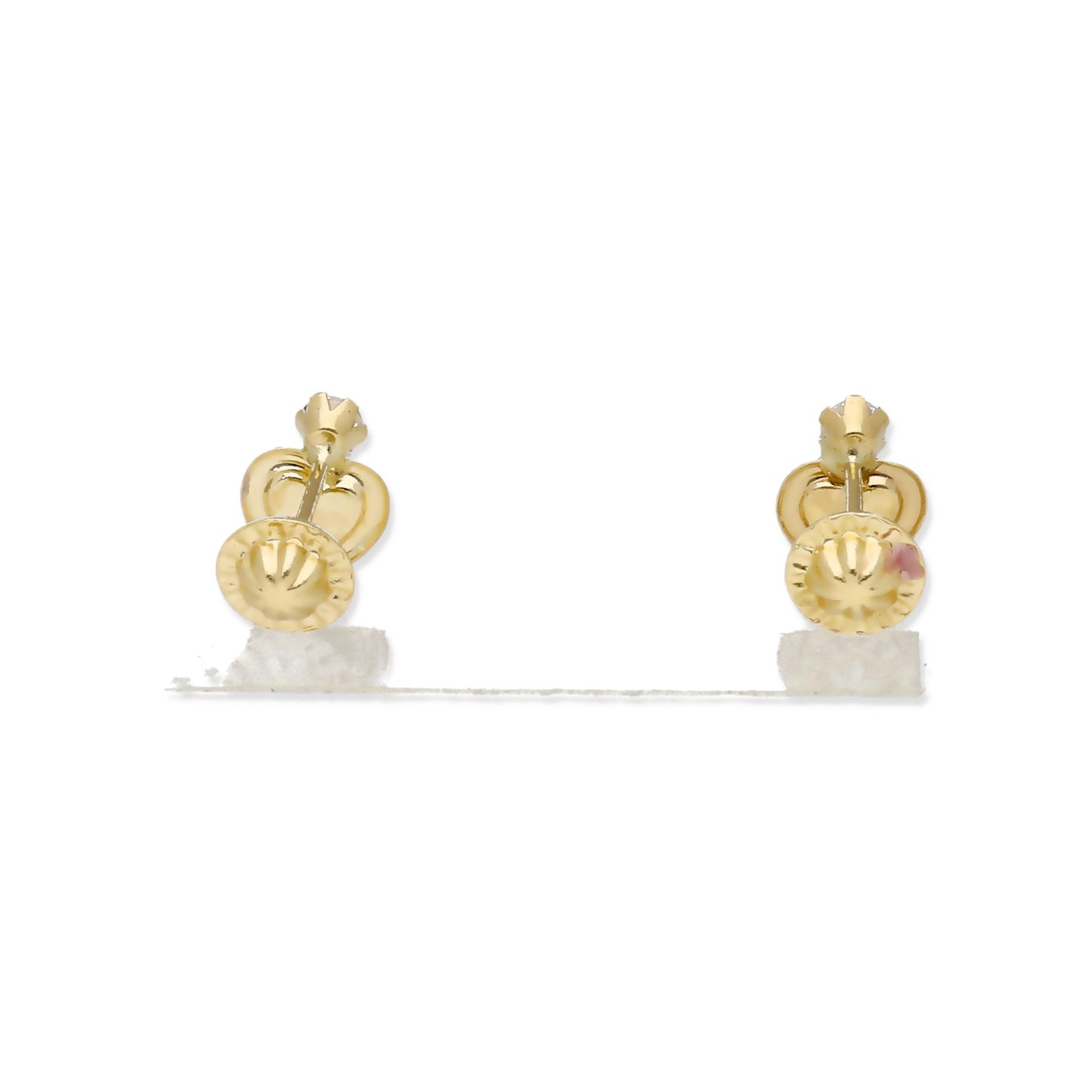Pendientes Bebé Corazón Esmaltado y Circonita de Oro 18K
