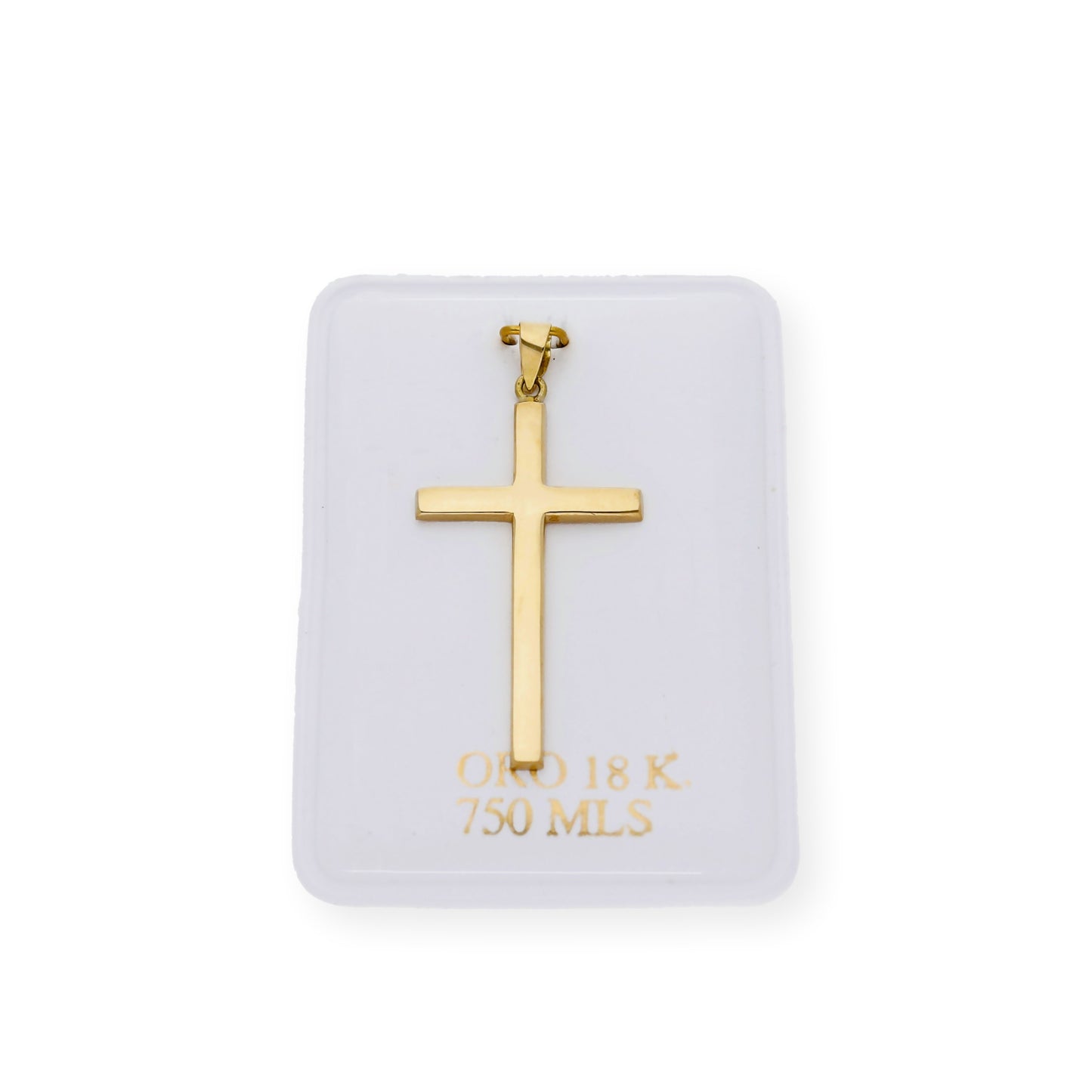 Colgante Cruz Mediana Plana Cuadrada Oro 18K