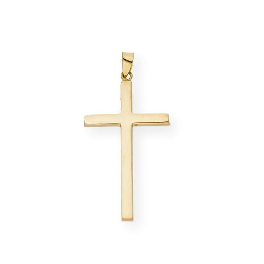 Colgante Cruz Grande Plana Cuadrada en Oro 18K