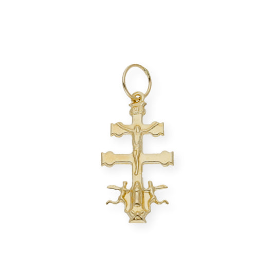 Colgante Cruz Pequeña de Caravaca en Oro 18K