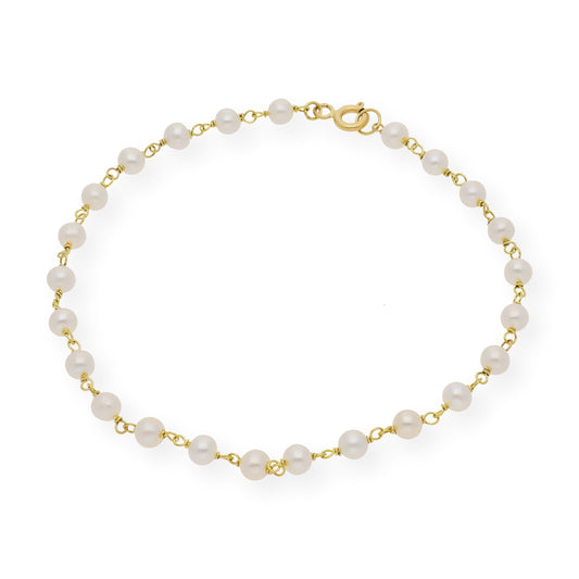 Pulsera de Primera Comunión en Oro y Perlas Naturales