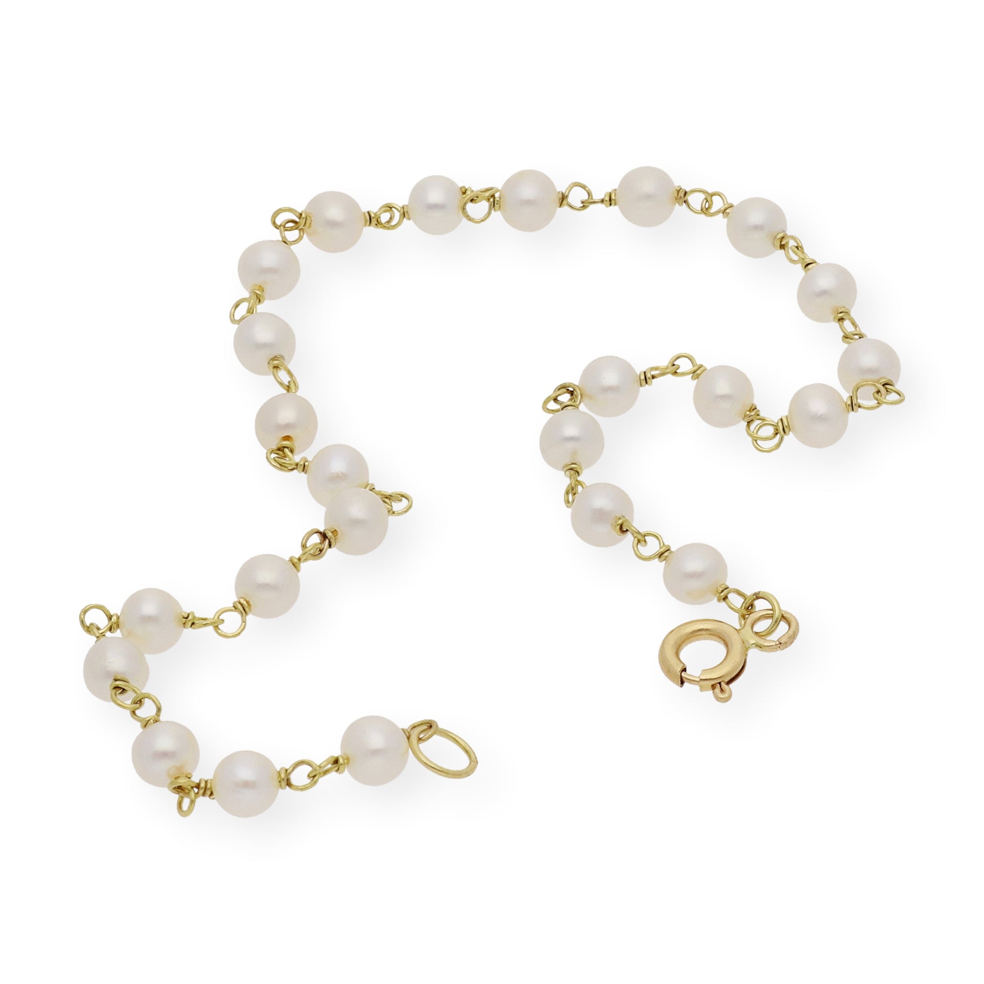 Pulsera de Primera Comunión en Oro y Perlas Naturales
