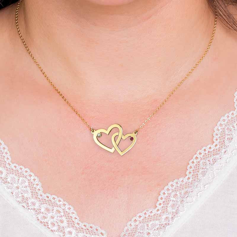 Collar I LOVE MAMÁ con Diamante y Rubí en Oro de Ley 18K