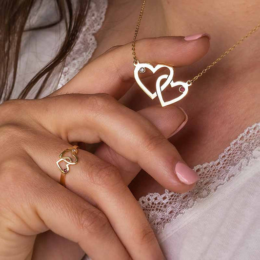 Collar I LOVE MAMÁ con Diamante y Rubí en Oro de Ley 18K