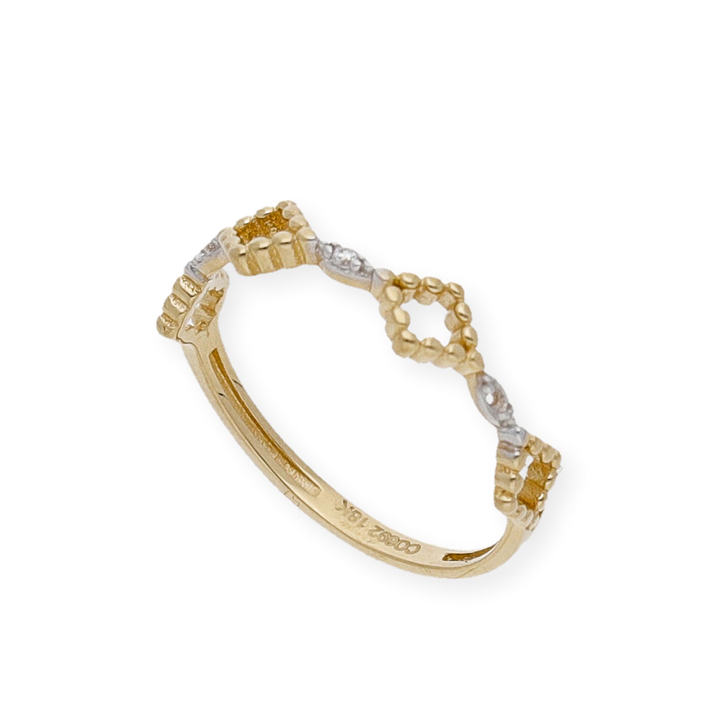 Anillo Abelia en Oro 18k y circonitas con diseño calado