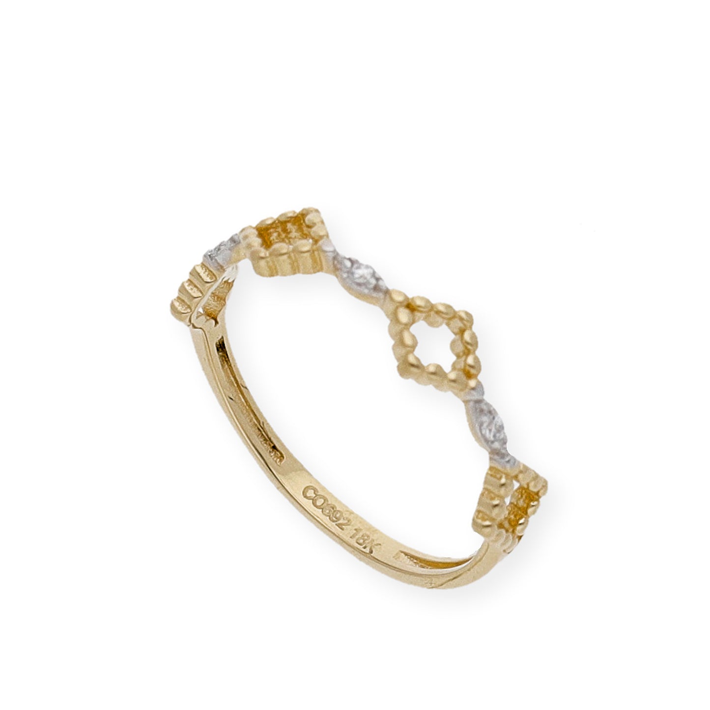 Anillo Abelia en Oro 18k y circonitas con diseño calado