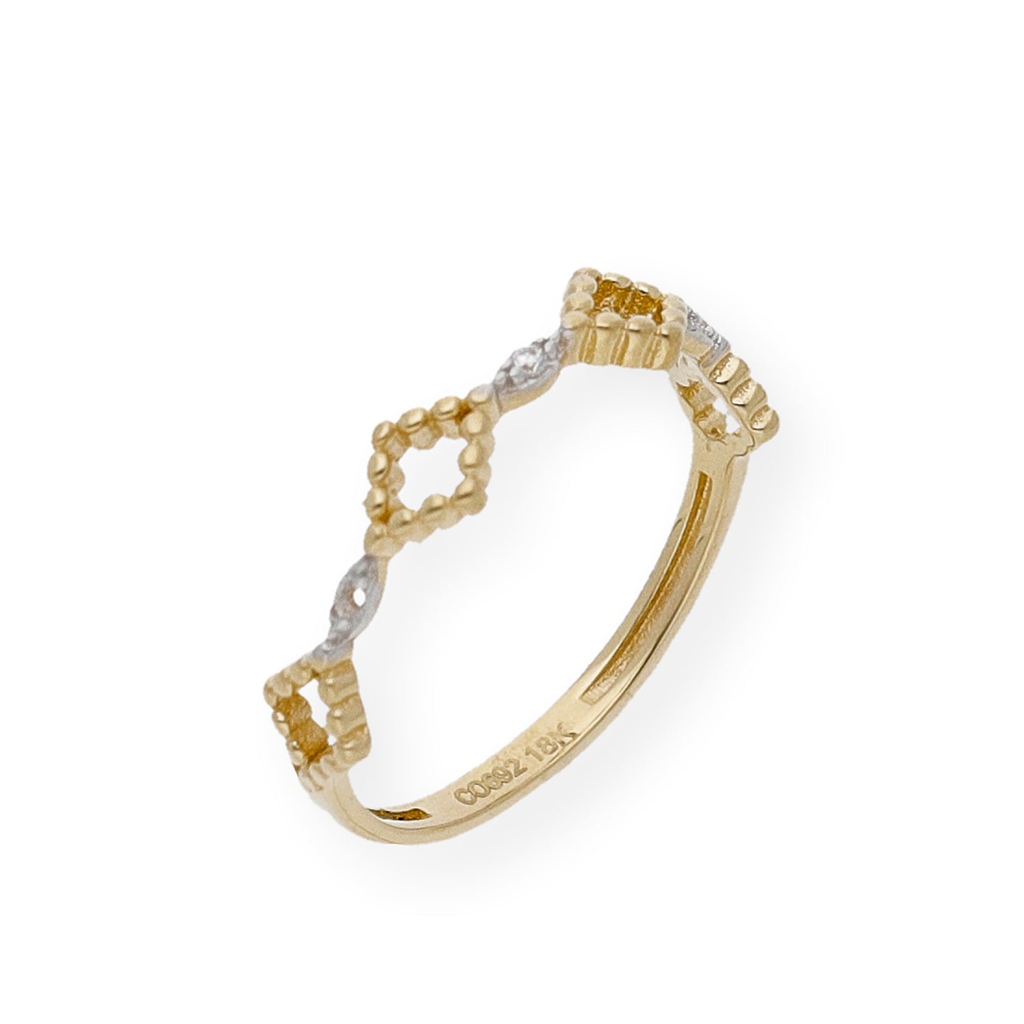 Anillo Abelia en Oro 18k y circonitas con diseño calado