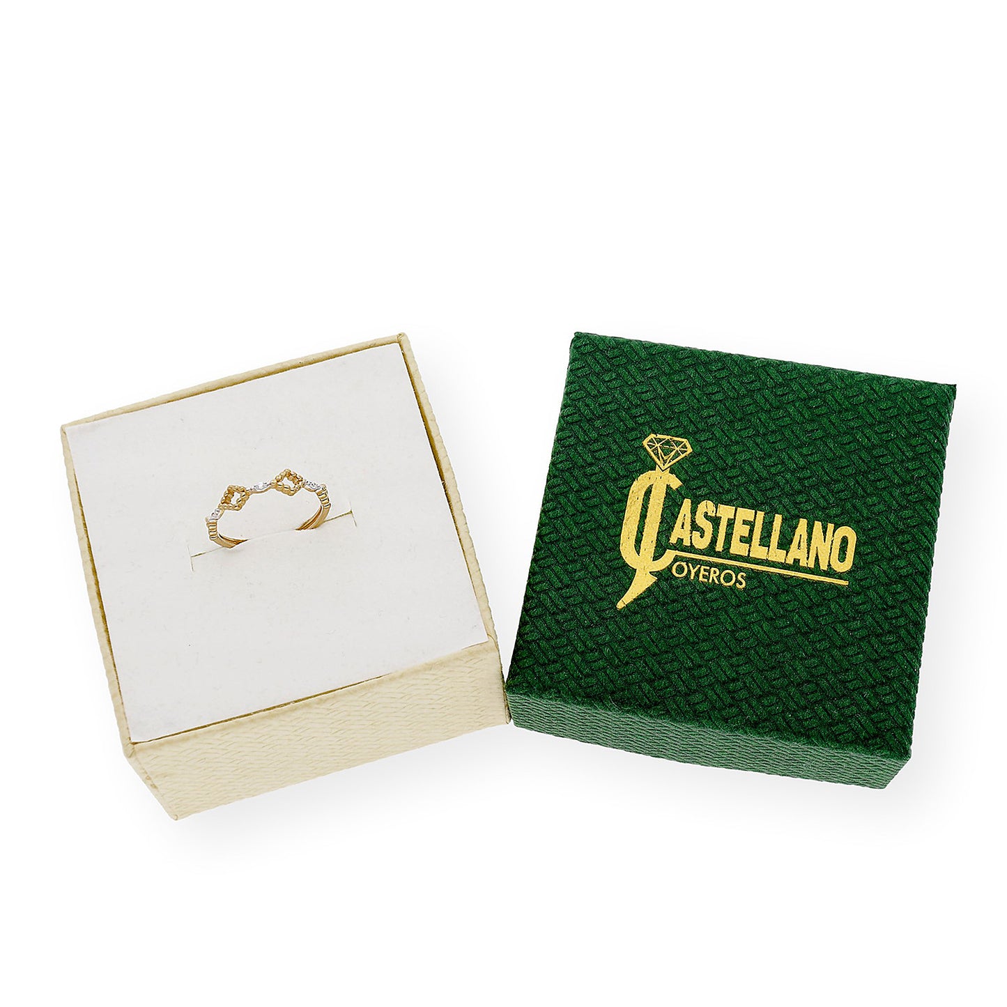 Anillo Abelia en Oro 18k y circonitas con diseño calado