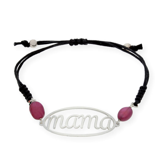 Pulsera Macramé en Plata de Ley con Rubíes