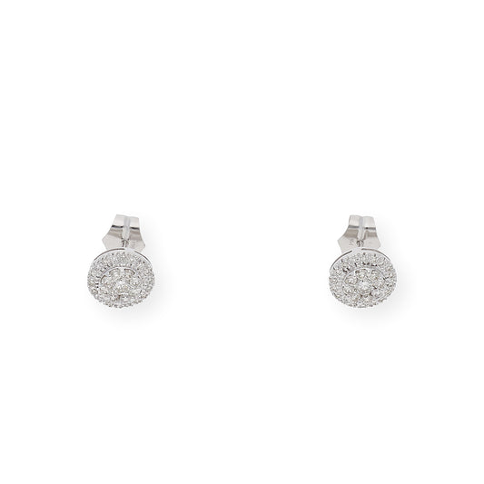 Pendientes de Oro Blanco 18 k y Diamantes Pressure setting