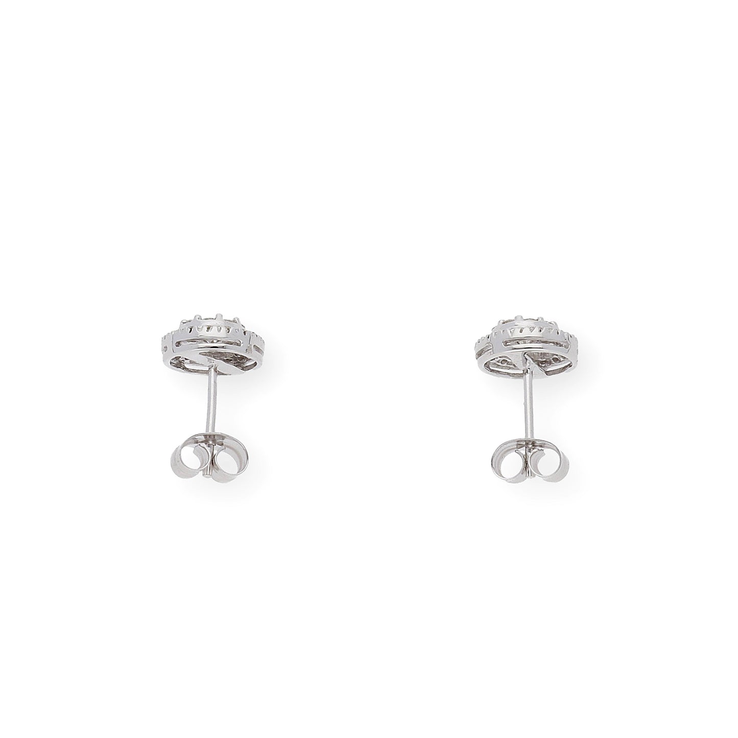 Pendientes de Oro Blanco 18 k y Diamantes Pressure setting