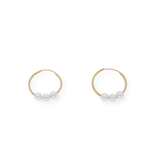 Pendientes Aro en Oro 18k y perlas