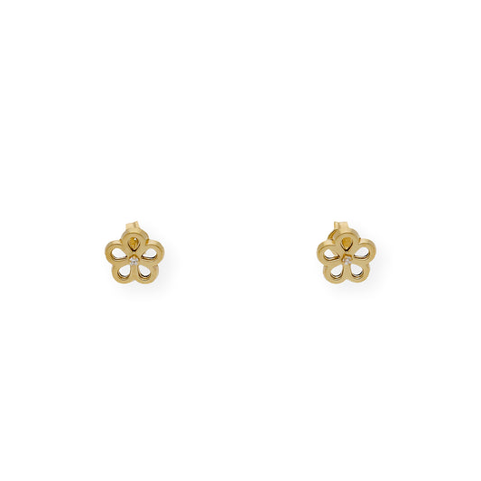 Pendientes flor Diseño Minimalista en Oro 18k