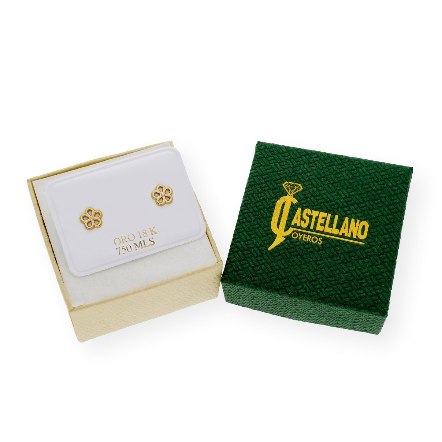 Pendientes flor Diseño Minimalista en Oro 18k