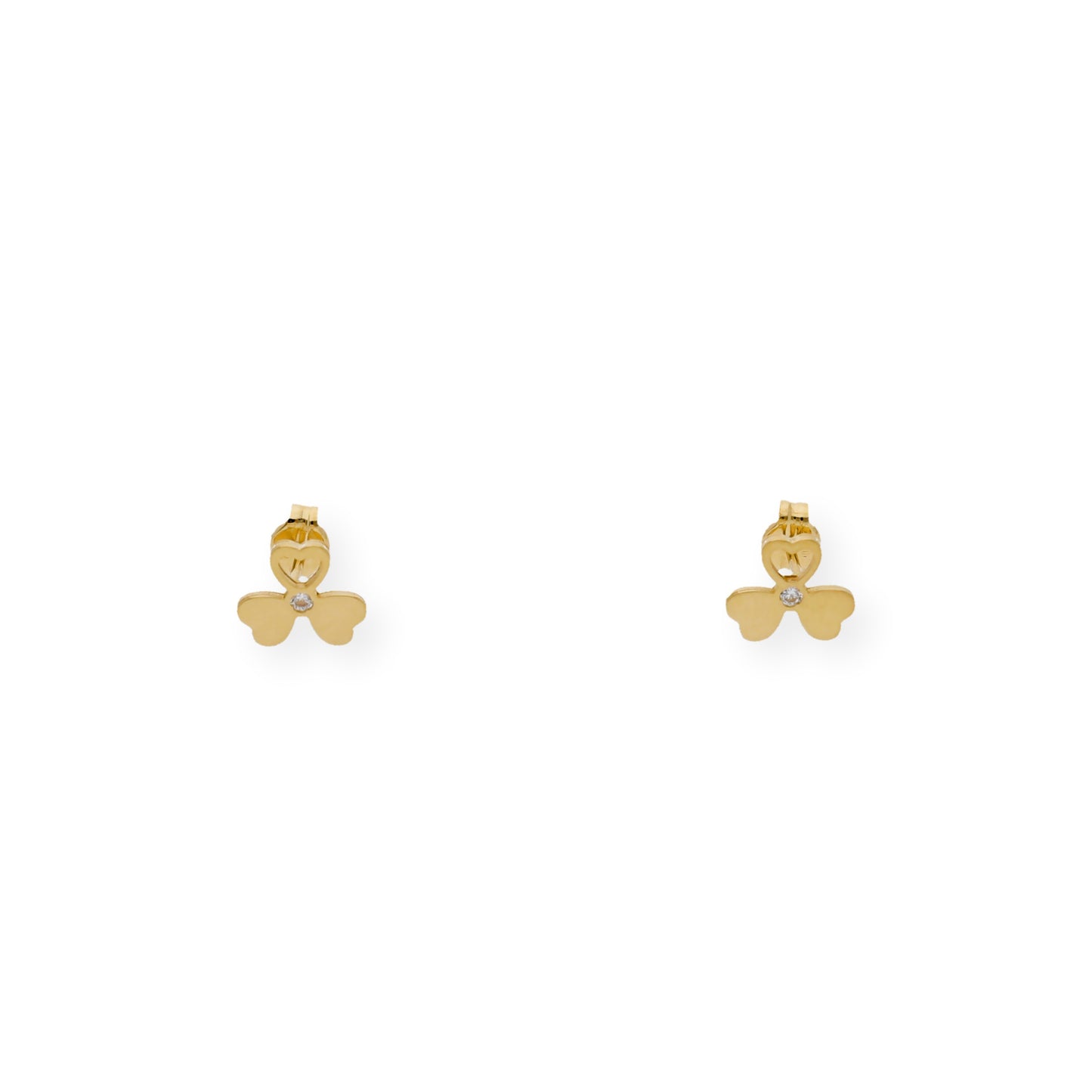 Pendientes Trébol Diseño Minimalista en Oro 18k