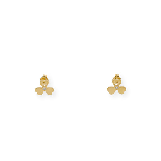 Pendientes Trébol Diseño Minimalista en Oro 18k