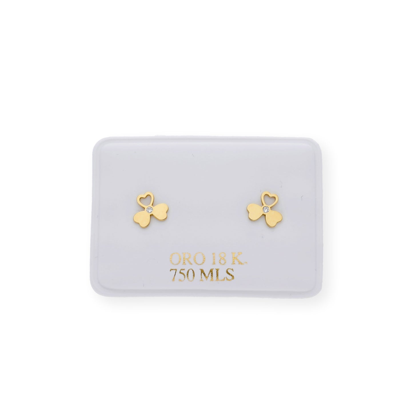 Pendientes Trébol Diseño Minimalista en Oro 18k
