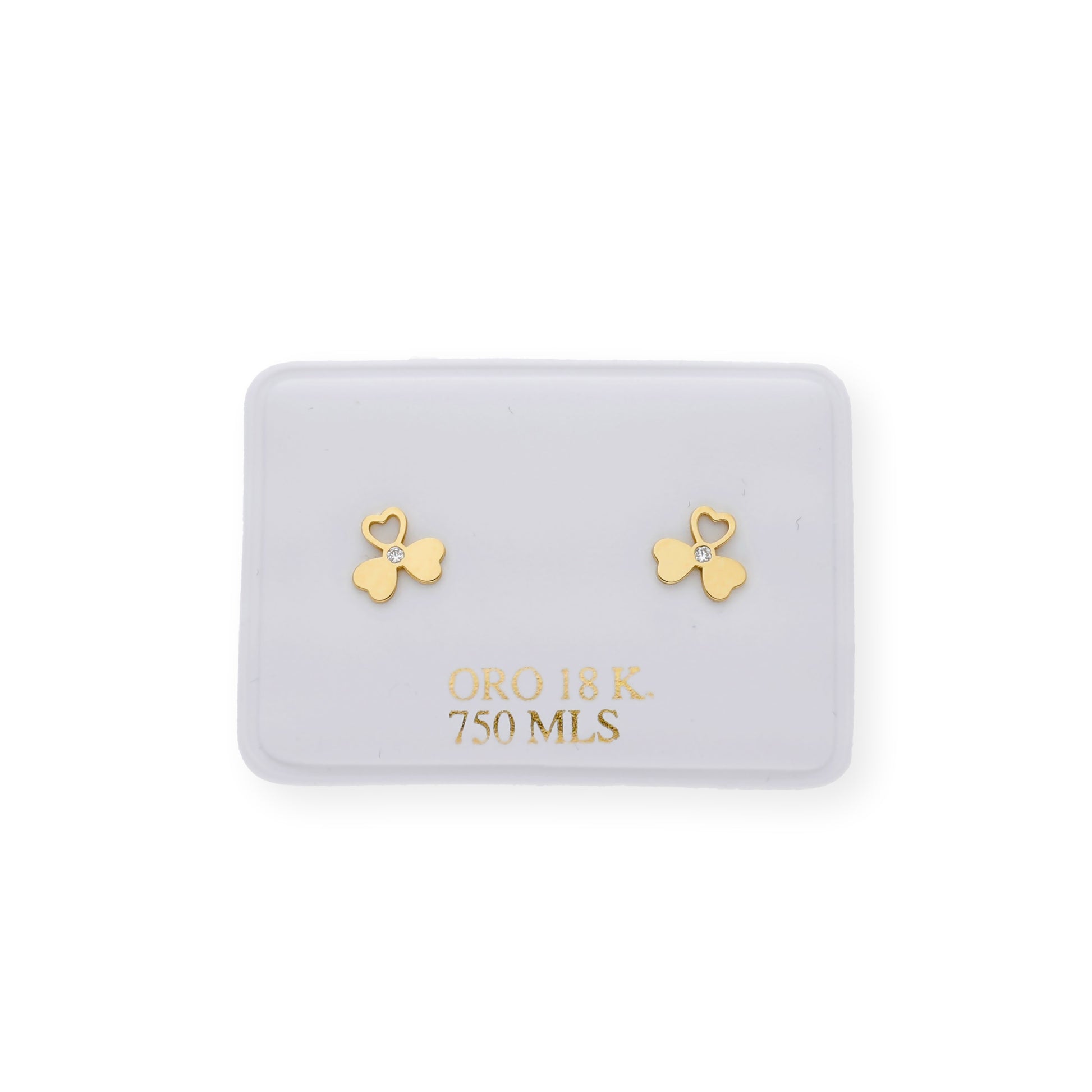 Pendientes Trébol Diseño Minimalista en Oro 18k