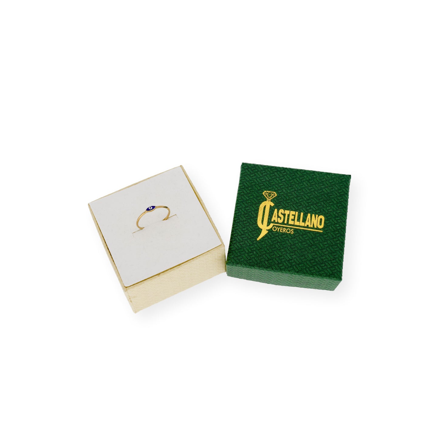 Anillo Ojo Turco en Oro de Ley 18k y Esmaltado a Fuego