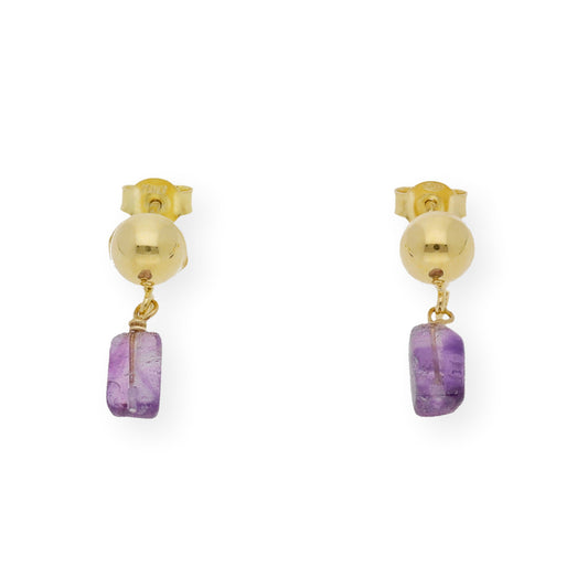 Pendientes en plata de Ley 925 y baño de Oro 18 kt con Amatistas