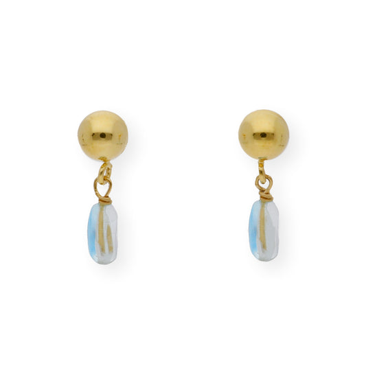 Pendientes en plata de Ley 925 y baño de Oro 18 kt con Topacios azules