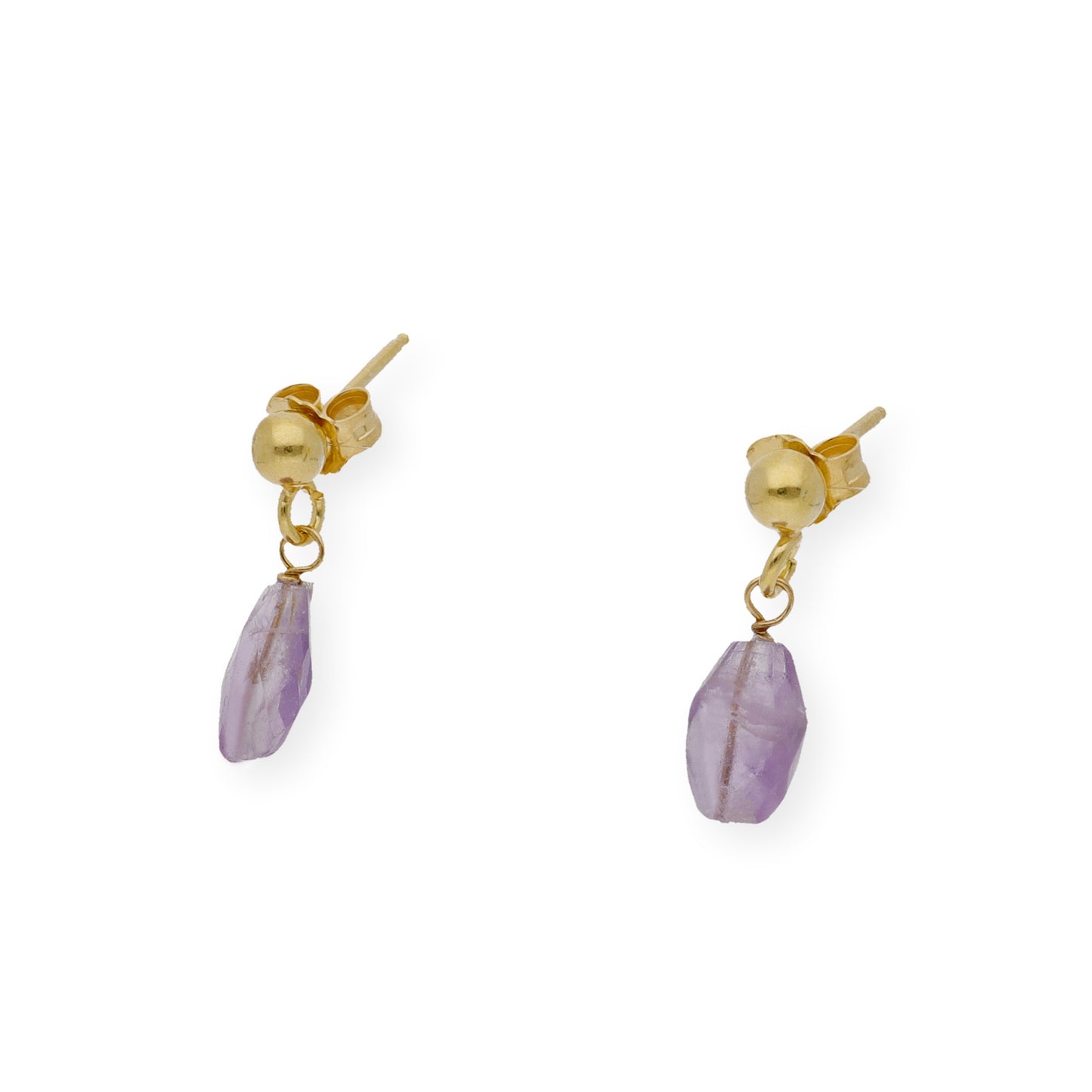 Pendientes en plata de Ley 925 y baño de Oro 18 kt con Amatistas