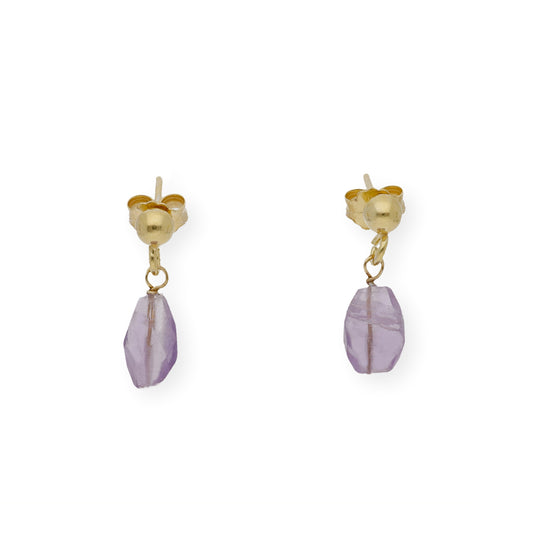 Pendientes en plata de Ley 925 y baño de Oro 18 kt con Amatistas