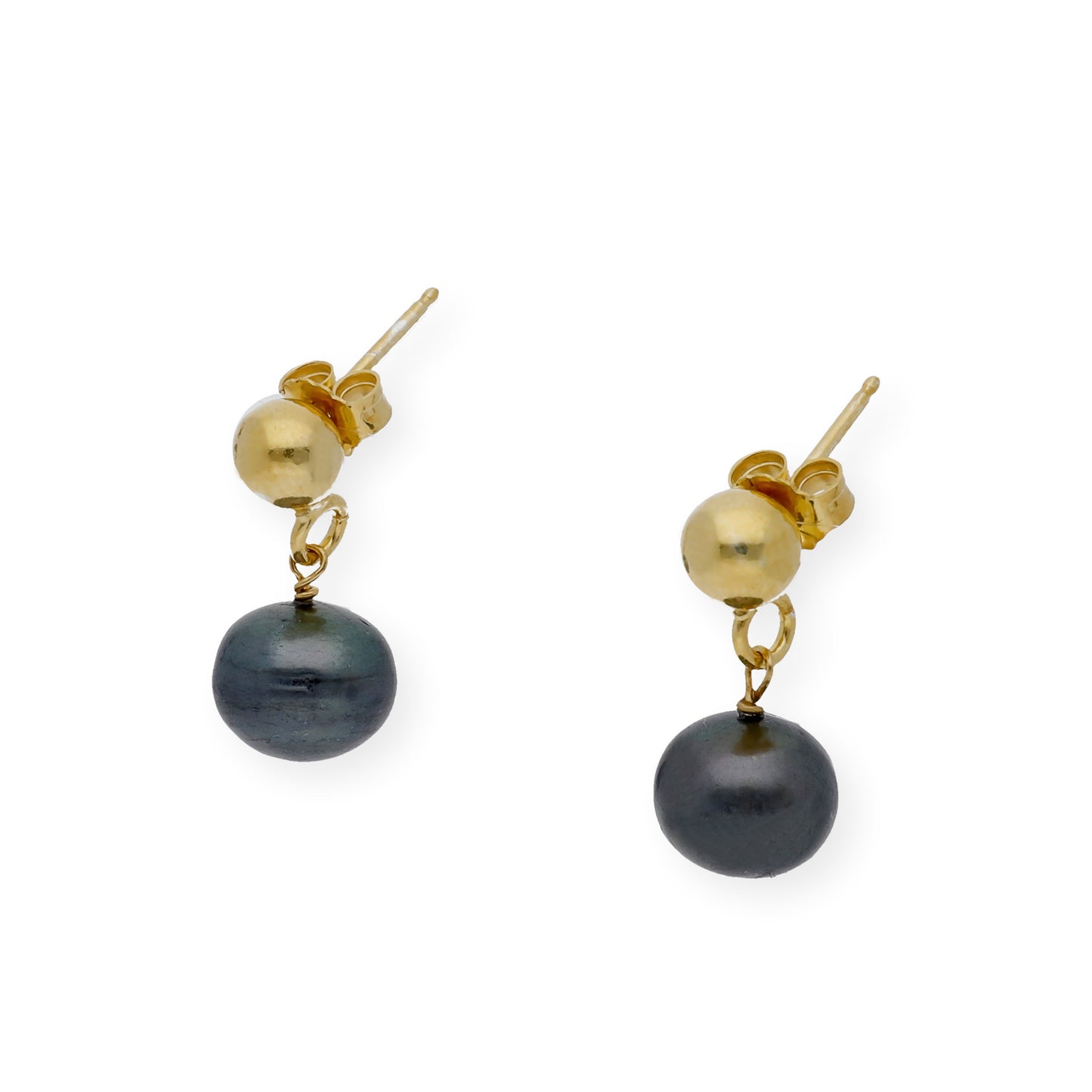 Pendientes en plata de Ley 925 y baño de Oro 18 kt con perlas de agua dulce grises