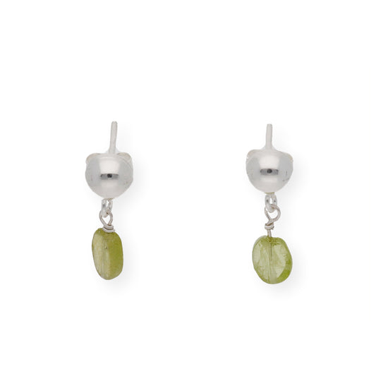 Pendientes en plata de Ley 925 con Olivinas