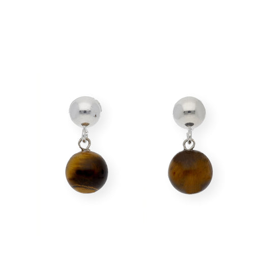 Pendientes en plata de Ley 925 con Ojos de Tigre