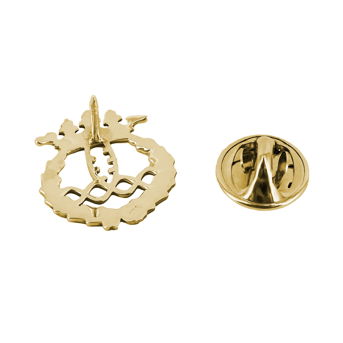Pin Insignia Profesional de Bioquímica en Plata de Ley 925 Bañada en Oro de 18K