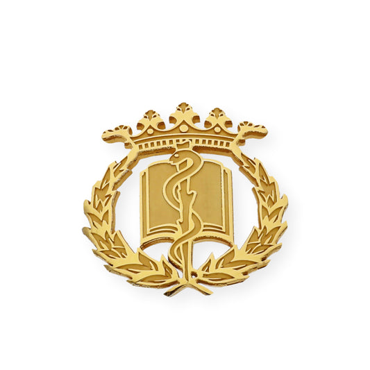 Pin Insignia Profesional de Medicina en Plata de Ley 925 Bañada en Oro de 18K