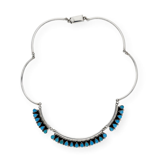 Collar Astu Étnico Tibetano plata de Ley 925 con Turquesas Forma Lagrima