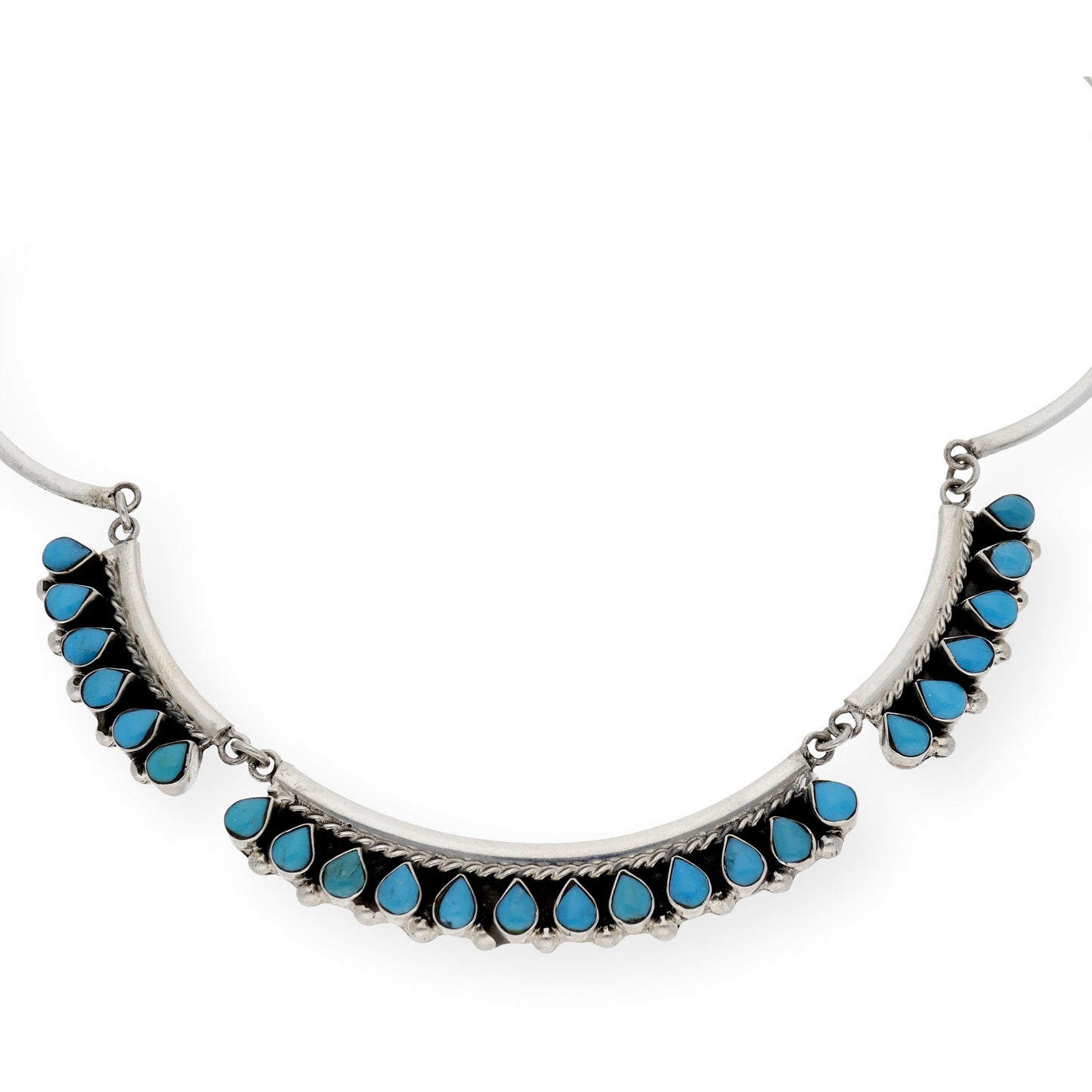 Collar Astu Étnico Tibetano plata de Ley 925 con Turquesas Forma Lagrima