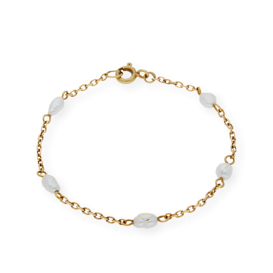 Pulsera de Bebé con Perlas barrocas y Oro de ley 18k