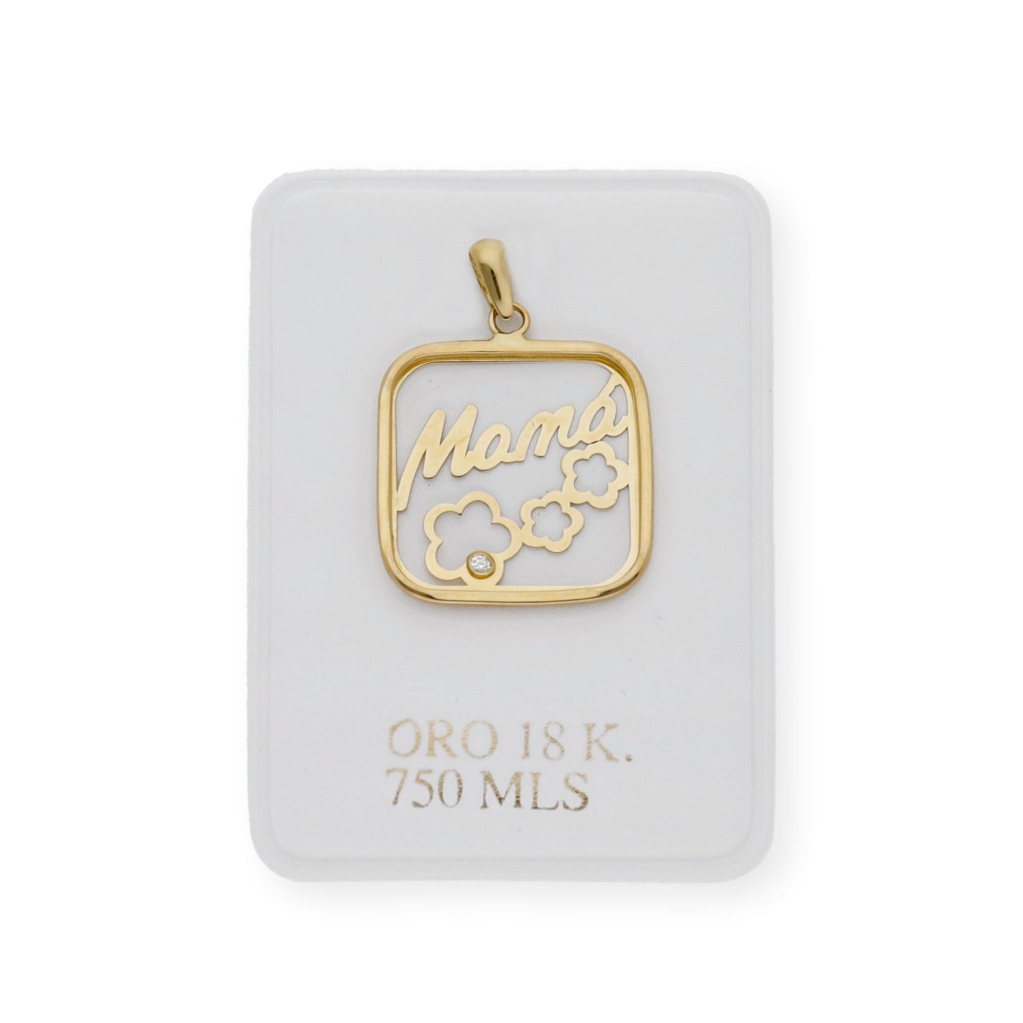 Colgante Mamá en Oro 18k y Circonitas con Diseño de Nubes