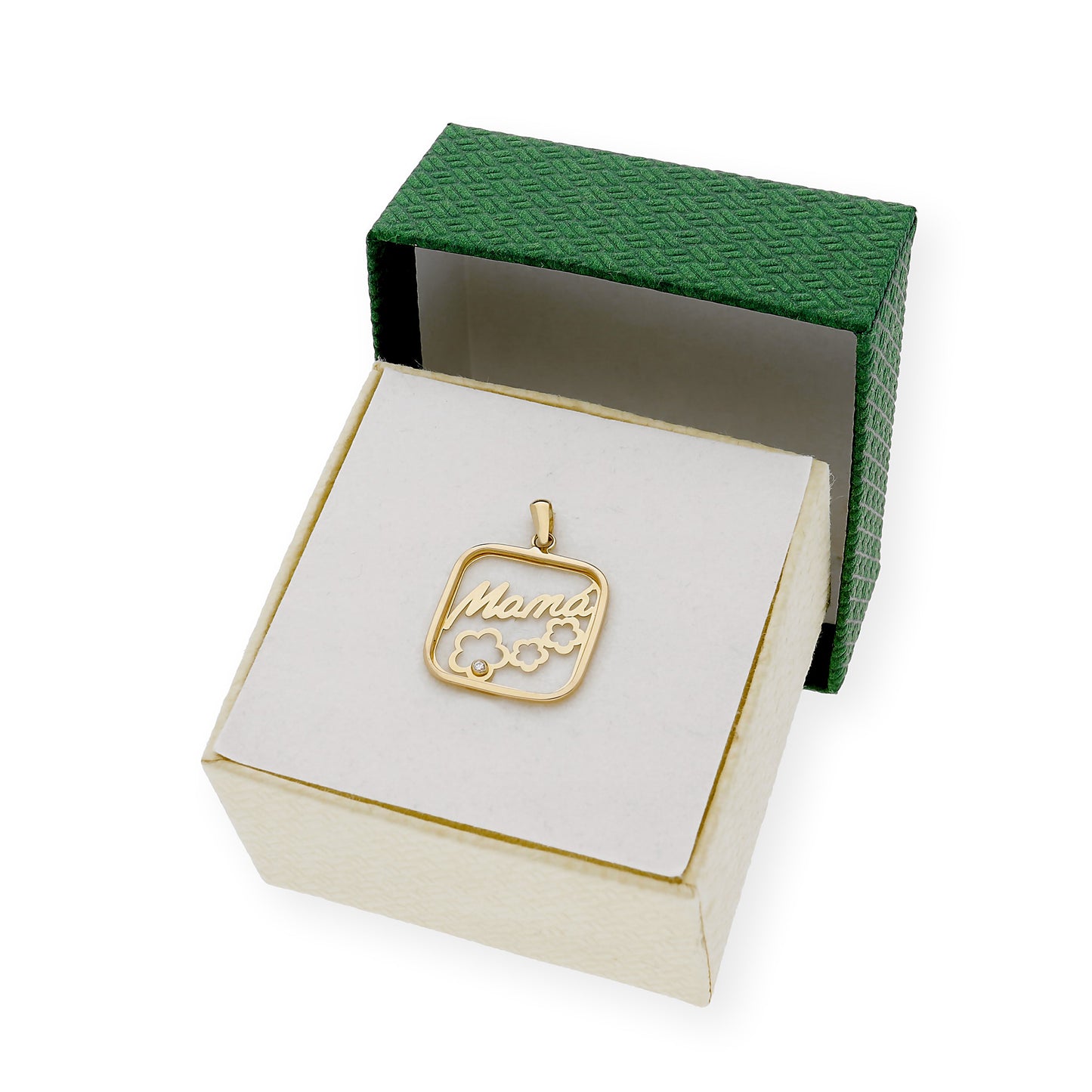 Colgante Mamá en Oro 18k y Circonitas con Diseño de Nubes