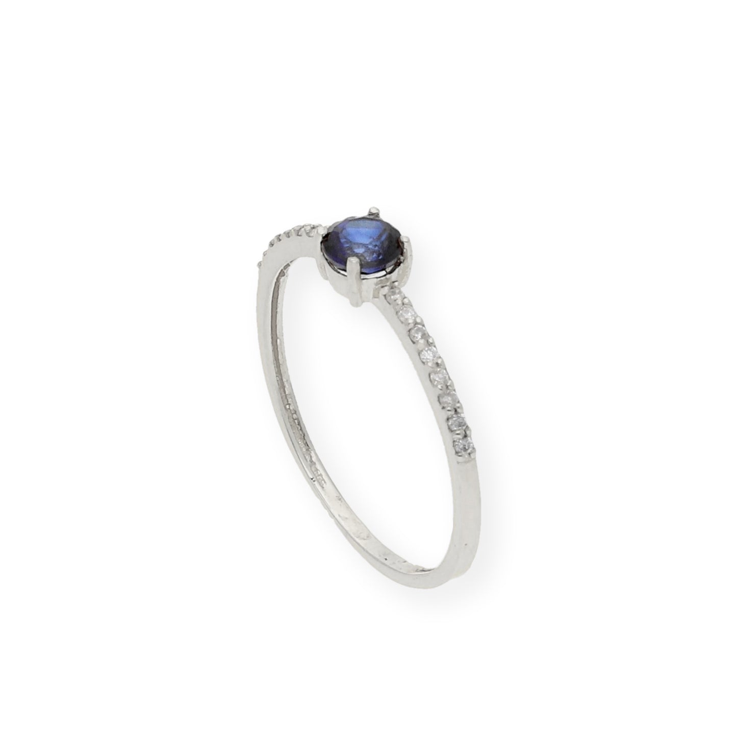 Anillo de Oro Blanco y Diamantes con Zafiros