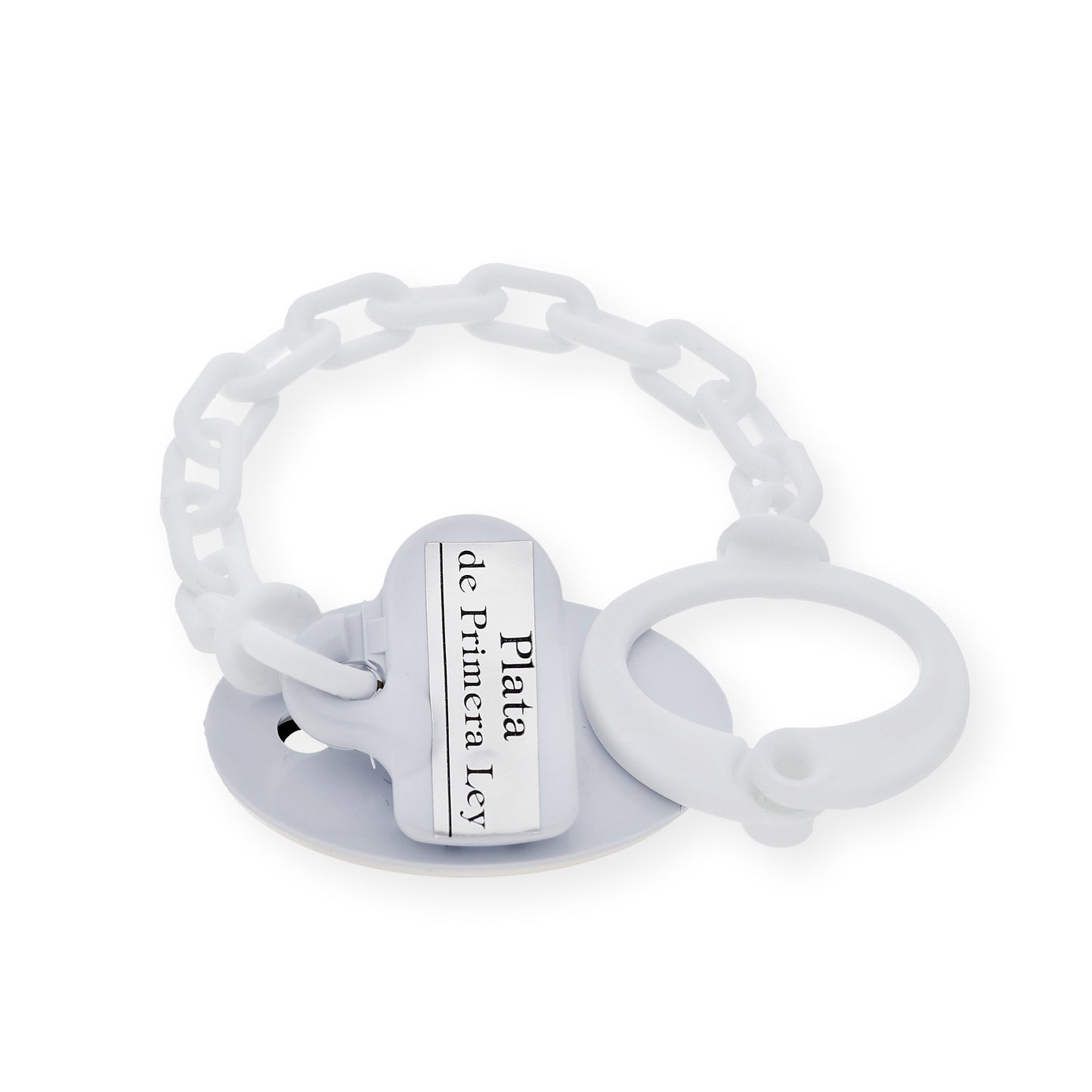 Pinza chupete de bebé en plata de Ley 925