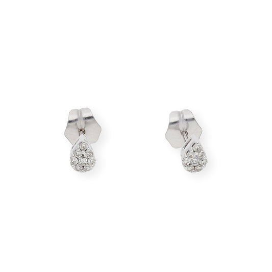 Pendientes Gota de Agua en Oro Blanco 18k y Diamantes
