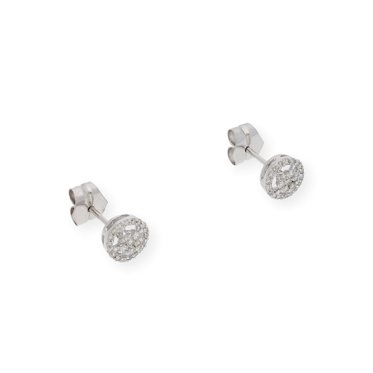Pendientes Dormilona de Oro Blanco 18K y Diamantes