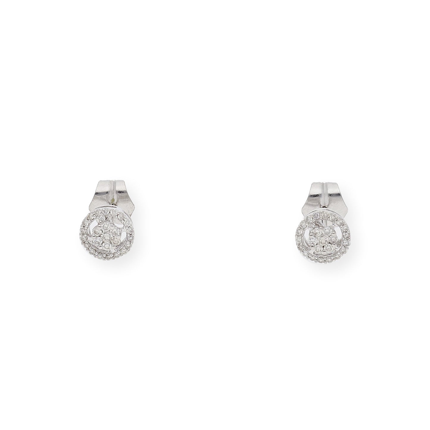 Pendientes Dormilona de Oro Blanco 18K y Diamantes